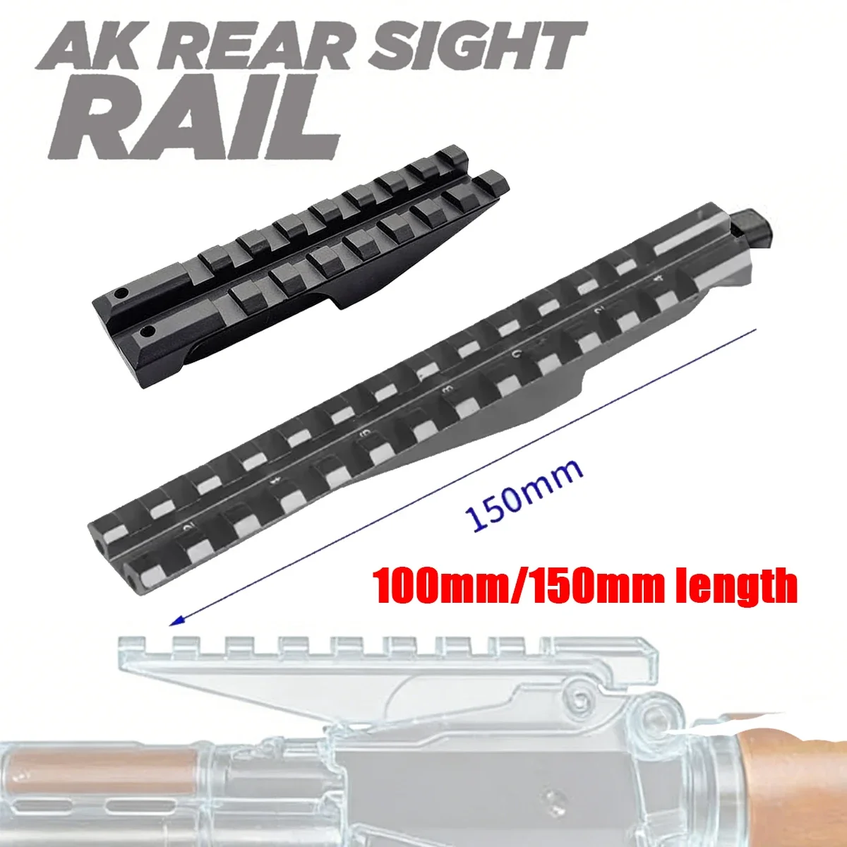 Soporte de riel trasero táctico AK, se acepta alcance de caza Picatinny 1913, riel de mira trasera AK para óptica de punto rojo de perfil bajo AK47 AK74 - imagen 4