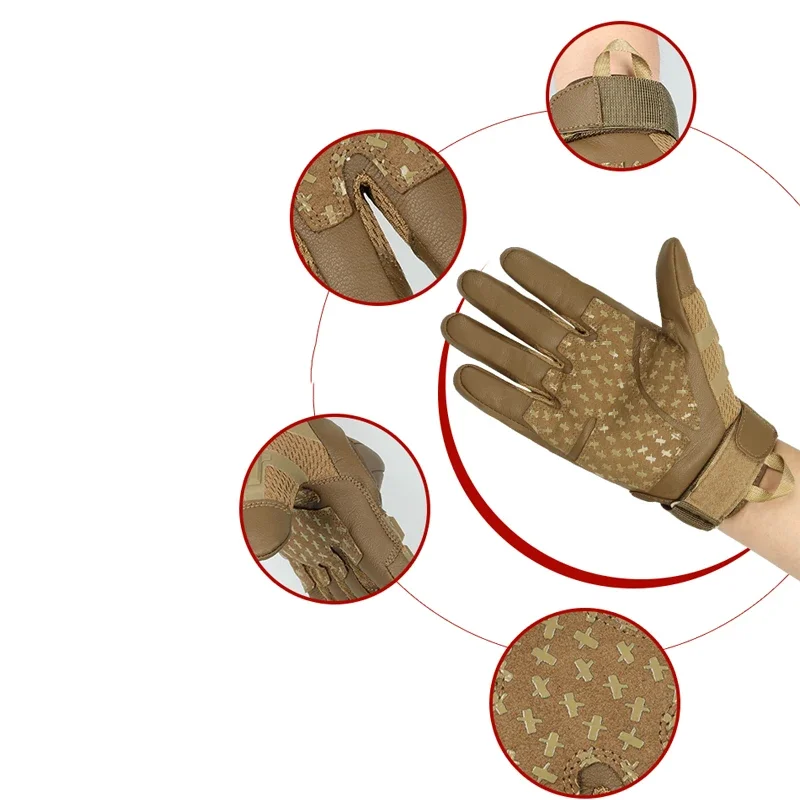 Guantes tácticos Airsoft guantes de tiro equipo de protección de combate hombres caza senderismo guantes antideslizantes de dedo completo - imagen 5