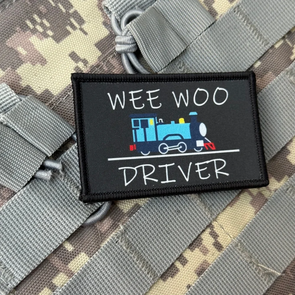 WEE WOO DRIVER tren insignia de moral táctica apliques personalizados militares parches de gancho y bucle impresos para ropa pegatinas de mochila - imagen 4