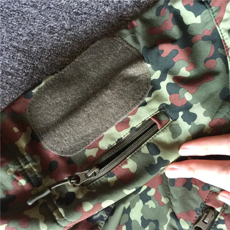 Abrigo de combate de concha suave de jungla manchada alemana, edición de jungla manchada, cortavientos táctico cepillado - imagen 2