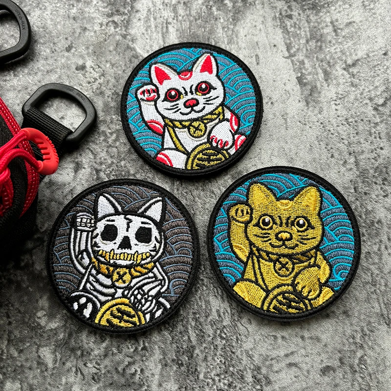 Parche táctico bordado Maneki Neko con gancho para outdoor - imagen 2