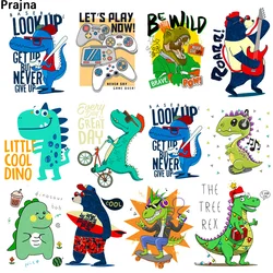 Parches de transferencia de calor para ropa, pegatinas térmicas de animales de dibujos animados, estilo Rock, dinosaurio