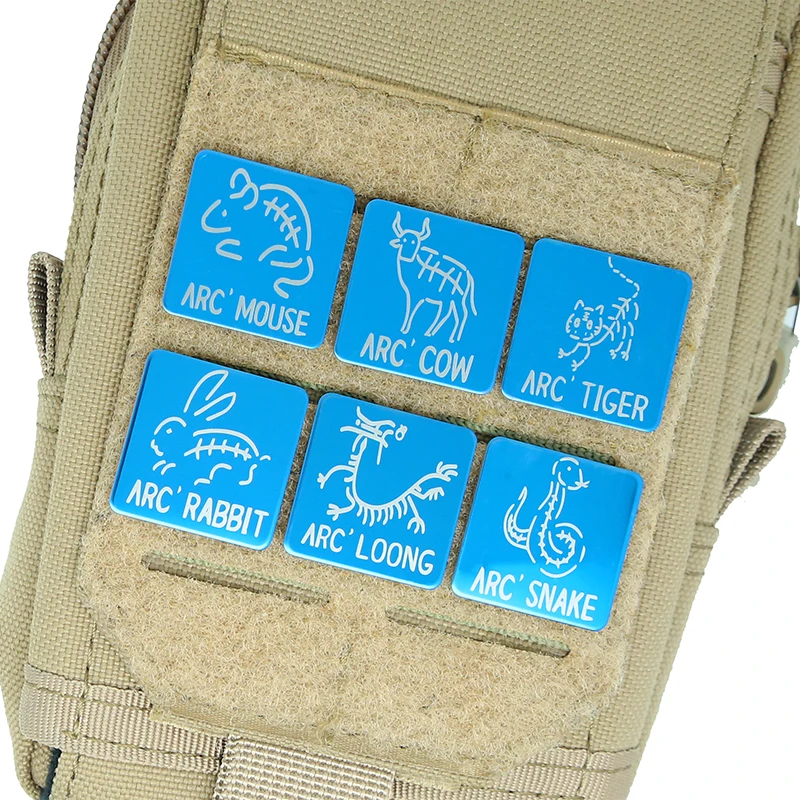 Parche de Metal de signos del zodiaco, mono, dragón, conejo, mono, Tigre, rata, insignia táctica cuadrada de 1 pulgada para decoración de ropa y mochila - imagen 2