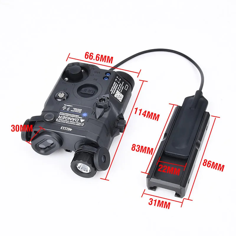 Luz táctica Wadsn IR de relleno rojo verde azul punto PEQ15 láser Airsoft PEQ estroboscópico blanco LED cazador interruptor de luz de montaje fijo - imagen 5