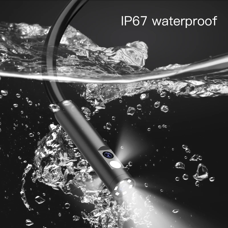 Cámara endoscópica de doble lente, boroscopio Industrial con pantalla IPS de 5 pulgadas, inspección de tuberías de coche, 6 LED ajustables, 1080P y 8mm - imagen 5