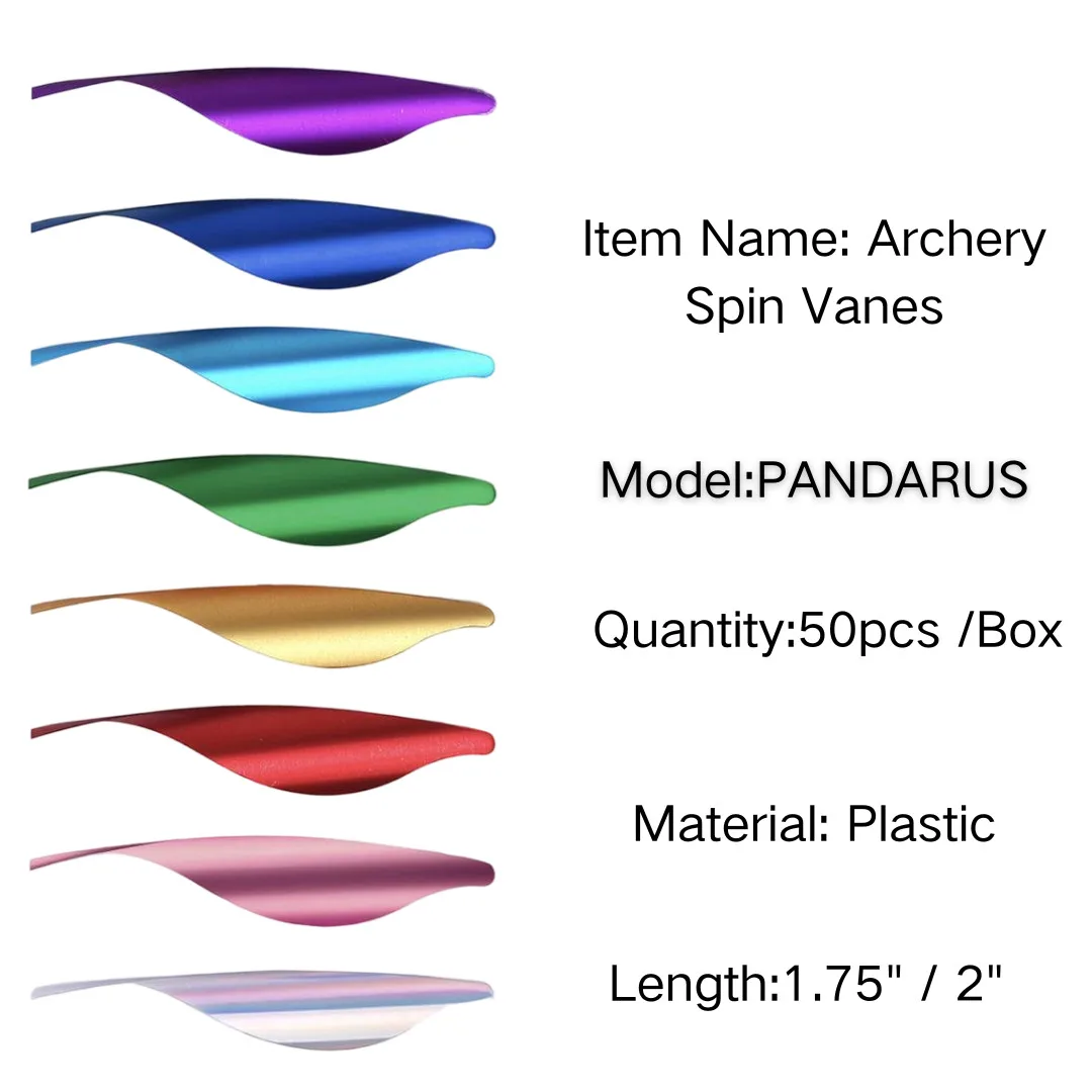 50x paletas giratorias de tiro con arco de ala derecha PANDARUS 1,75 "2" flechas de plumas de plástico en espiral, eje DIY para caza y objetivo - imagen 2