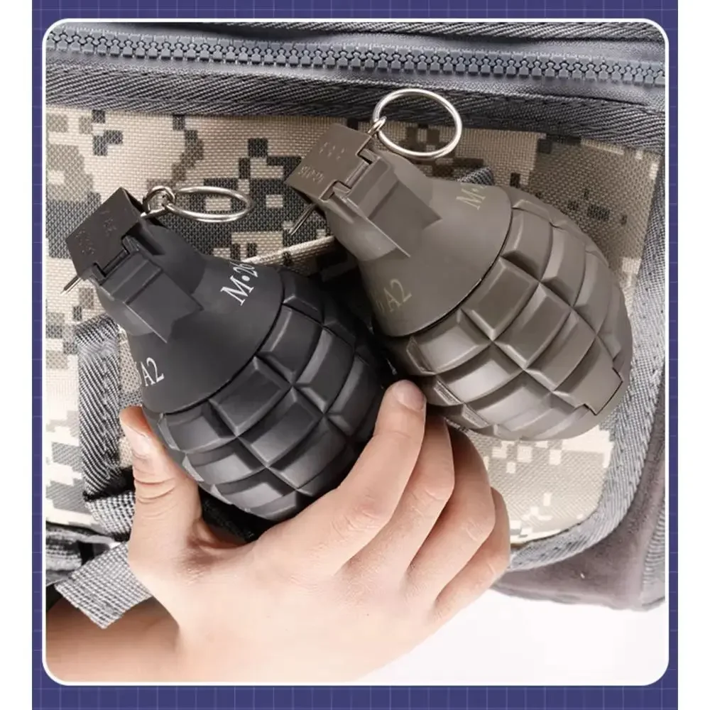 RR2PCS Grenadas de impacto alimentadas por resorte, plástico táctico M67, juguetes de granadas de mano, modelo para Airsoft, Paintball, juego CS, accesorio de juego de rol