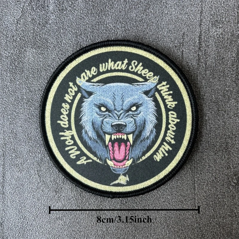 Parche táctico "lobo feroz" para ropa, brazalete impreso, insignias de moral, parches militares con gancho, pegatina para mochila - imagen 3