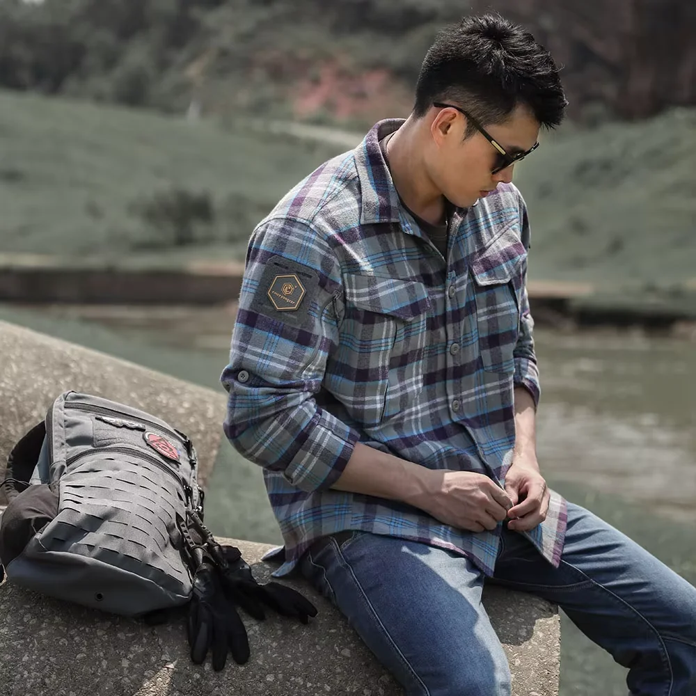 Emersongear-camisas de franela con etiqueta azul "Longicorn", camisetas tácticas ergonómicas, camisetas urbanas para ir al trabajo, Camping, senderismo, caza, EMB9706 - imagen 3