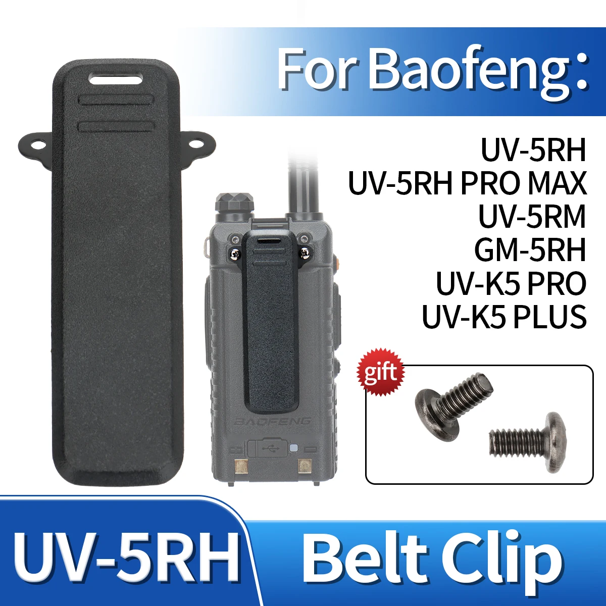 2/5/10 Uds Original Baofeng UV-5RH Clip de cinturón Clip de cintura para UV-5RH, UV-5RH PRO UV-5RM, AR-5RM UV-K5 Pro Walkie Talkie