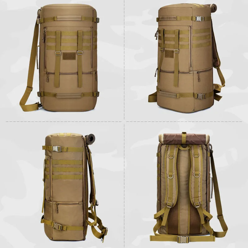 Mochila táctica de 65L para hombre, bolsa de equipaje de viaje para deportes al aire libre, caza, Molle, Camping, bolsas de hombro grandes - imagen 3