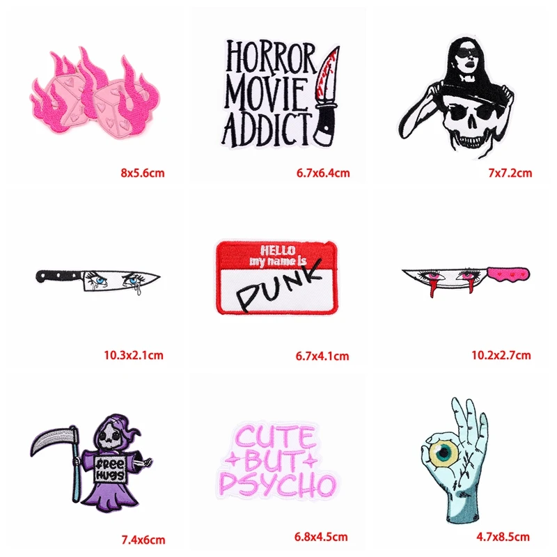 Parche bordado con letras de cinta Punk, parches para planchar para ropa, chaqueta, póker/rock, parche bordado para coser, pegatina para ropa, 10 Uds. - imagen 4
