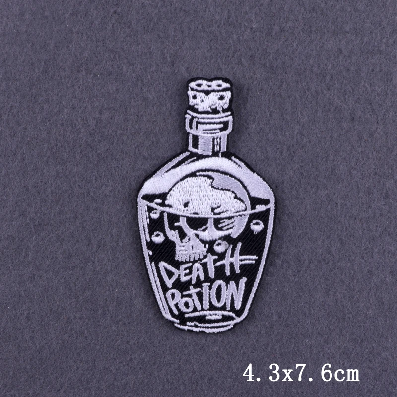 Parche de botella de deriva, parches para planchar en ropa, parches bordados de calavera Punk para ropa, parche Hippie para ropa, bucle de gancho DIY - imagen 2