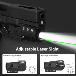 Antorcha de pistola de 500 lúmenes, luz Glock de carga magnética, lámpara estroboscópica compatible con linterna LED recargable de 20mm, Combo láser RD/GN/BU