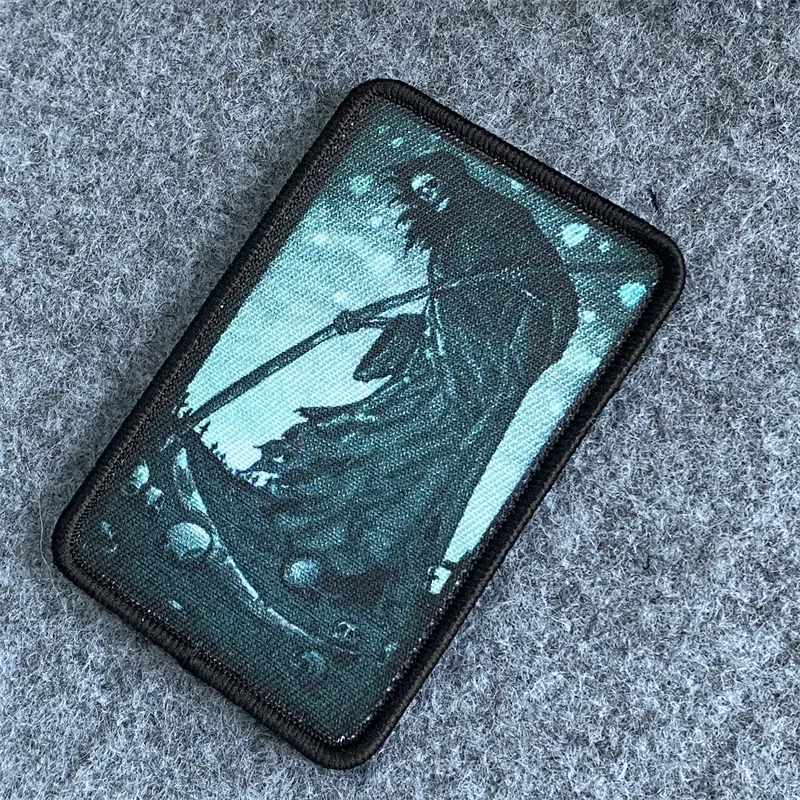 Insignia de moral táctica de calavera "Harvest", parche impreso de Calavera, gancho y bucle, brazalete, mochila, ropa, accesorios decorativos, pegatina - imagen 4