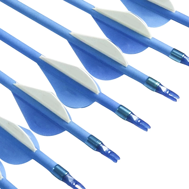 Linkboy-Flecha de carbono puro de 12 piezas para tiro con arco, ID 6,2mm, inserto de paleta de plástico de 2 pulgadas, Nock, 75gr, puntas compuestas, arco tradicional de caza - imagen 2