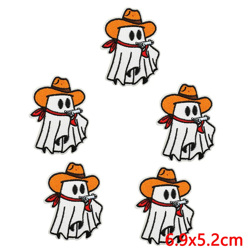 Parche bordado calabaza Halloween cosido para ropa y mochila - imagen 4