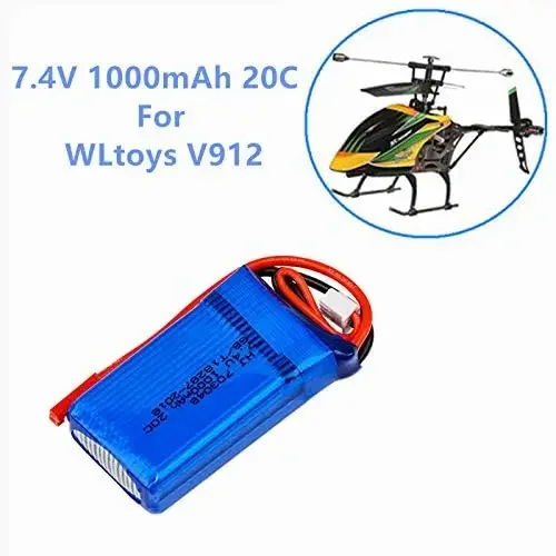 Batería li-po de 7,4 V, 1000mAh, 20C, para WLtoys V262, V353, V912, X600, helicóptero RC, cuadricóptero, Avión RC de cuatro vías, pistola de bala de agua - imagen 5