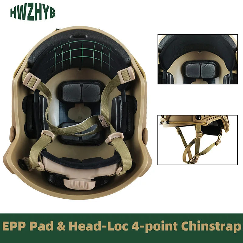 Casco táctico rápido antidisturbios ABS suspensión de 4 puntos circunferencia de cabeza ajustable para protección militar CS Airsoft al aire libre - imagen 5