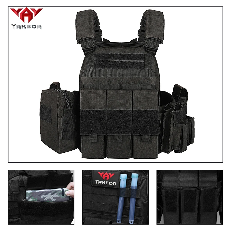 YAKEDA-Chaleco táctico de siete piezas para exteriores, uniforme de trabajo de seguridad transpirable multifuncional, Accesorios militares resistentes al desgaste