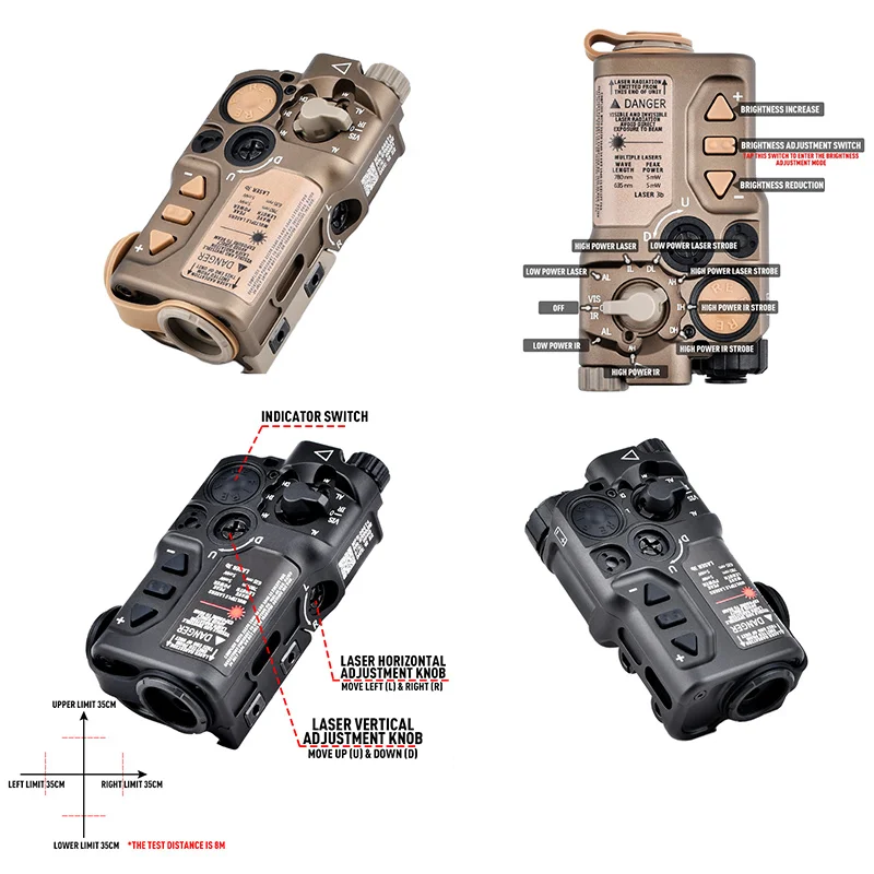 WADSN, todo Metal, CNC Raid X Airsoft, punto rojo verde, azul, rayo estroboscópico, Multi-engranaje, ajuste de brillo, 20MM, Rail, caza láser - imagen 3
