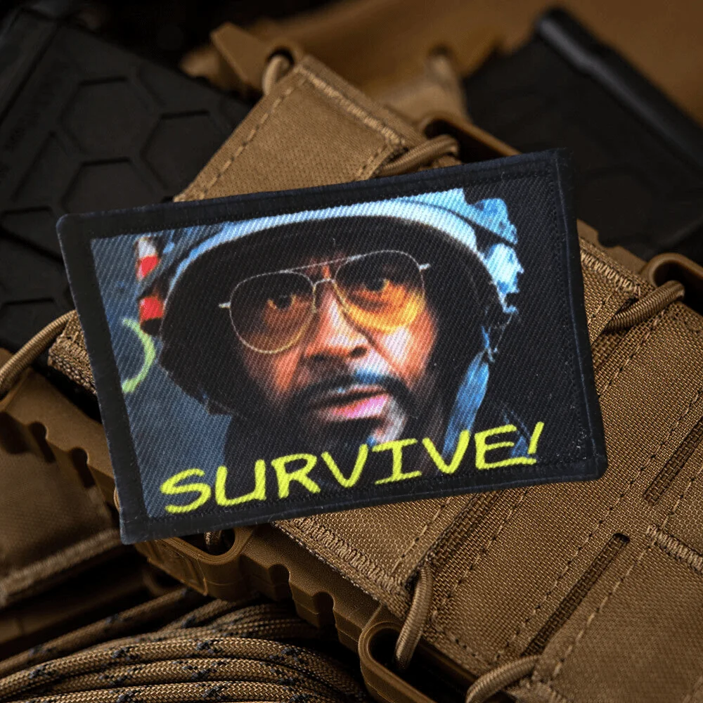 ¡Sobrevivir! Parche táctico Tropic Thunder Morale, parches de gancho y bucle impresos divertidos, insignia militar, brazalete, pegatinas para mochila Chevron - imagen 2