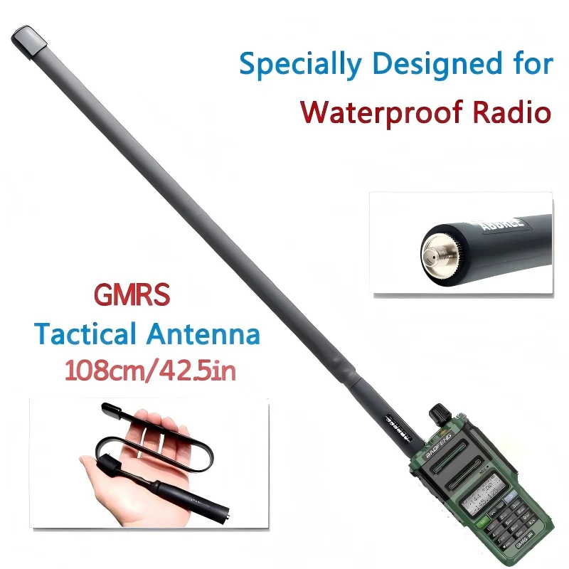 ABBREE GMRS 108CM/42, 5 pulgadas antena táctica impermeable SMA-hembra 462-467MHZ especialmente diseñada para Baofeng GM-9R Walkie Talkie - imagen 2