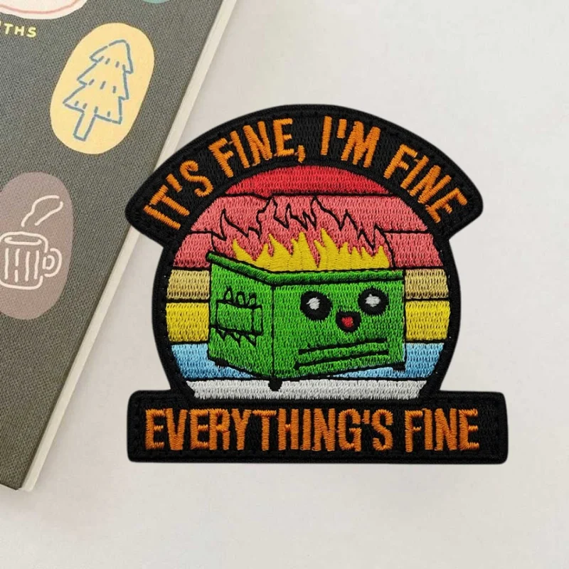 Parche bordado de cubo de basura de arcoíris, insignia de moral táctica con gancho y bucle, brazalete militar, mochila, parches adhesivos para ropa - imagen 4