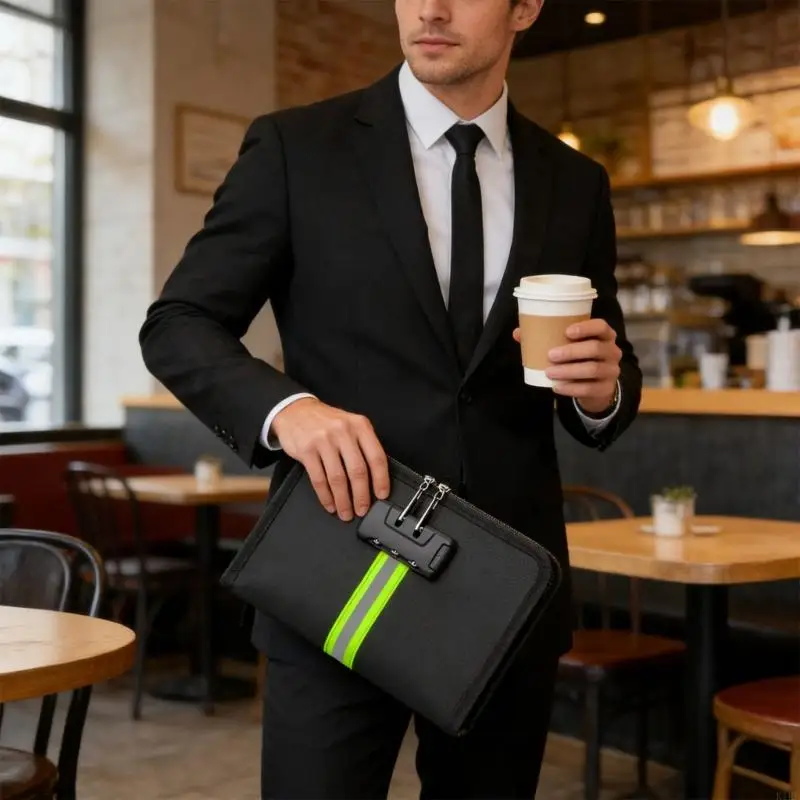 Bolsa documentos no inflamable con gancho para código acceso, Plan Impermeable, almacenamiento con múltiples para efectivo - imagen 2