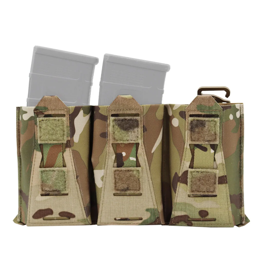 Chaleco táctico con Triple bolsa para revistas, cubierta abatible con Panel frontal, 5,56 M4 Mag, para caza, Airsoft - imagen 5