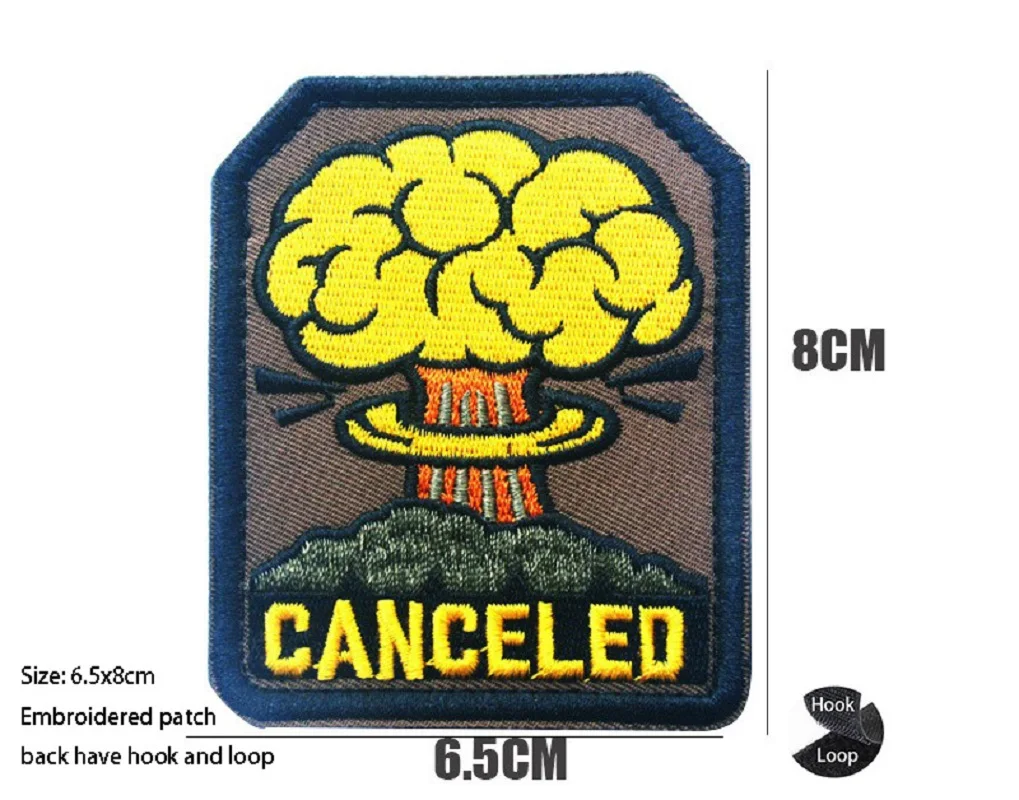 Brazalete bordado de ventilador militar, canceló la cancelación de la radiación Nuclear, tela, moral táctica, mochila, parches de gancho y bucle - imagen 4