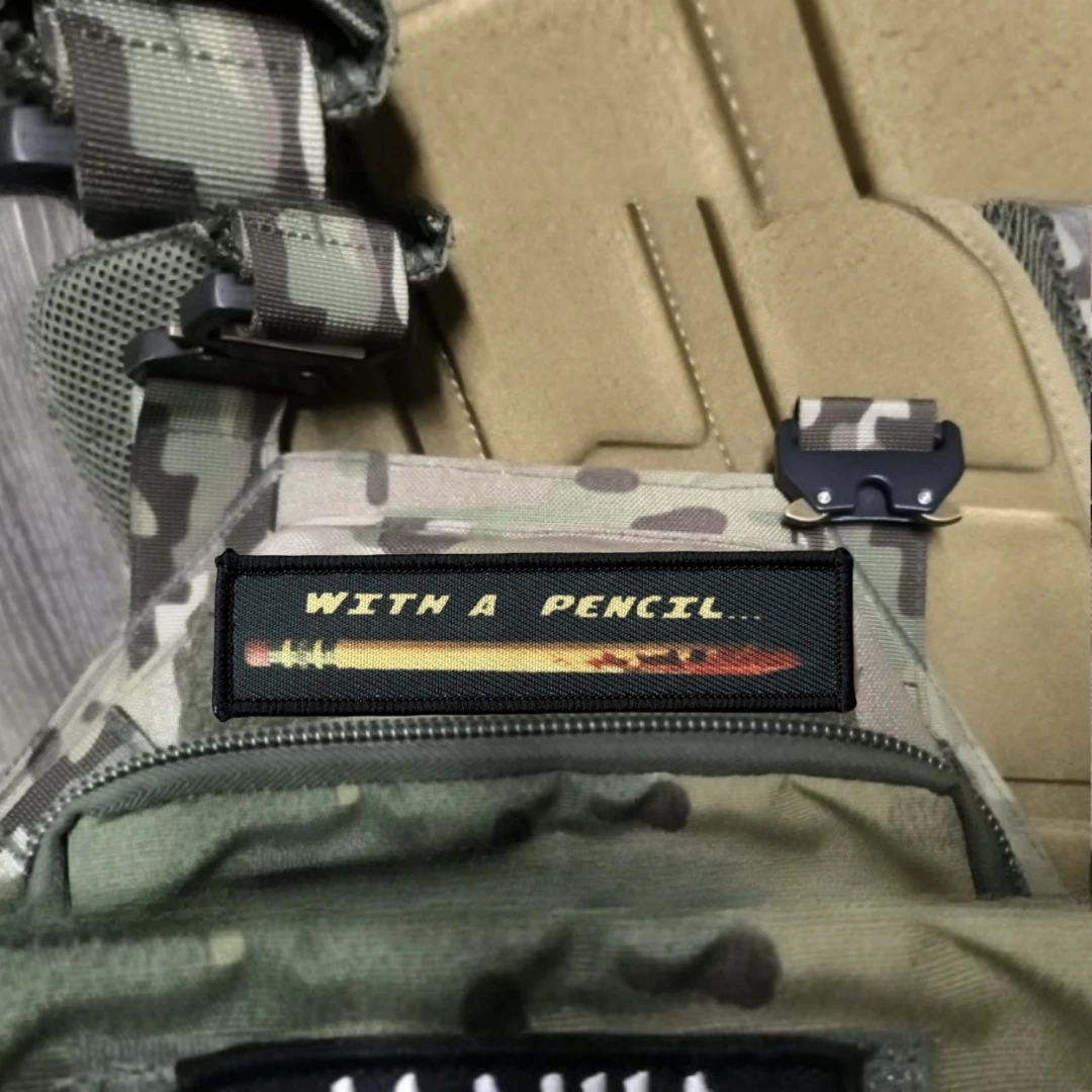 Parche táctico de moral "COM LÁPIL", parches de gancho y bucle impresos para ropa, brazalete militar táctico, pegatina para mochila - imagen 3