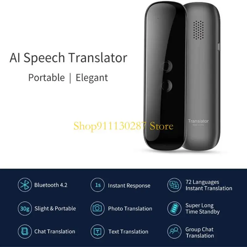 J1HC Intérprete portátil Traducción para aprender Viajes Negocios Compras Recarga - imagen 2