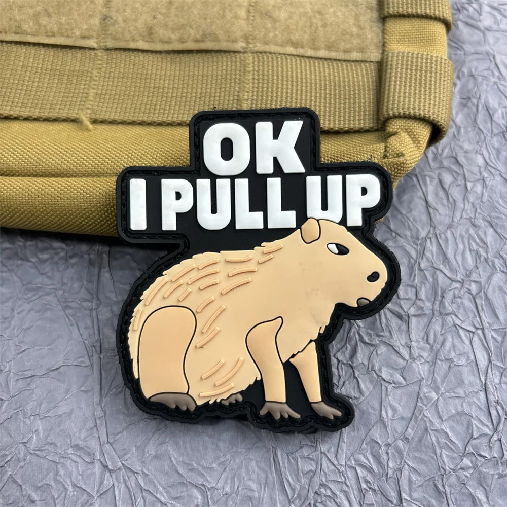 Parches de PVC de capibara para ropa, pegatinas de dibujos animados de Donut, parches de gancho y bucle, insignias de equipo táctico para mochila - imagen 4