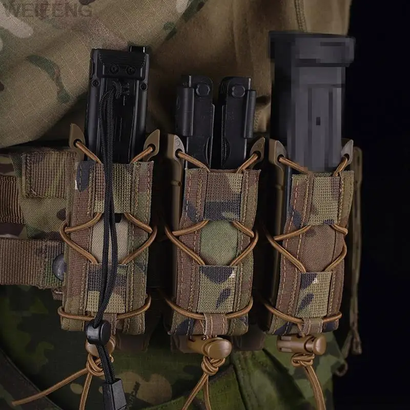 Bolsa militar Triple/doble de 9mm para revistas, bolsa para linterna Molle al aire libre, soporte para antorcha, funda para cuchillo de caza - imagen 2