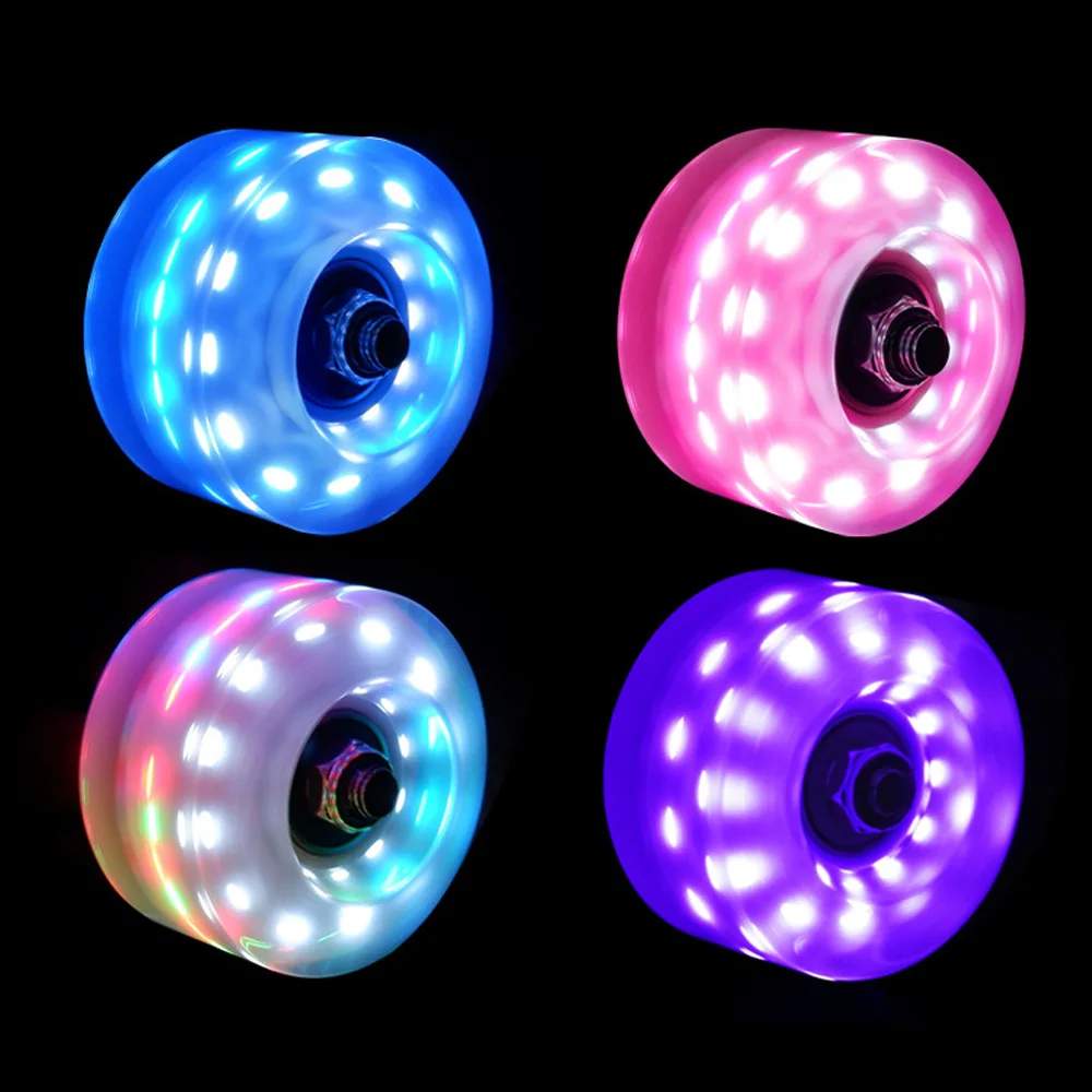 Ruedas para patines de ruedas de 6 LED de alta flash de PU, monopatín de 58x32mm y ruedas iluminadas de doble fila para ruedas de interior/exterior AMB322