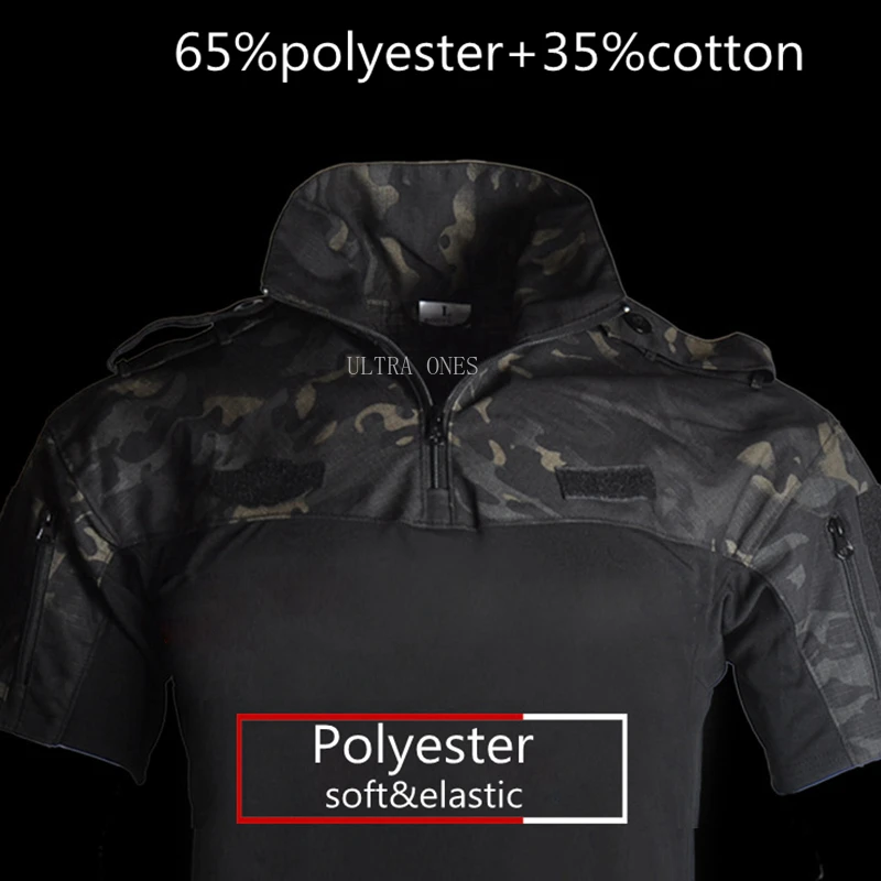 Ropa táctica de manga corta para caza y Airsoft, camisetas de entrenamiento al aire libre, secado rápido, transpirable, Verano - imagen 5