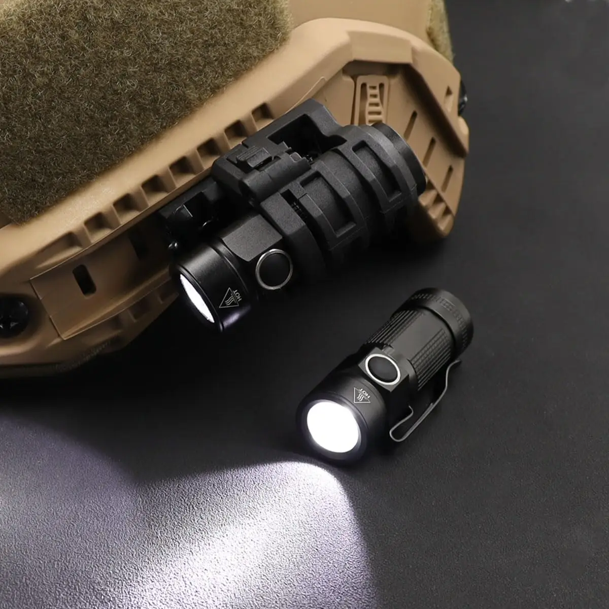 Luz de riel de arco para casco táctico, minilinterna para casco Airsoft de 500 lúmenes con soporte de riel Picatinny de 20mm, linterna de bolsillo - imagen 3