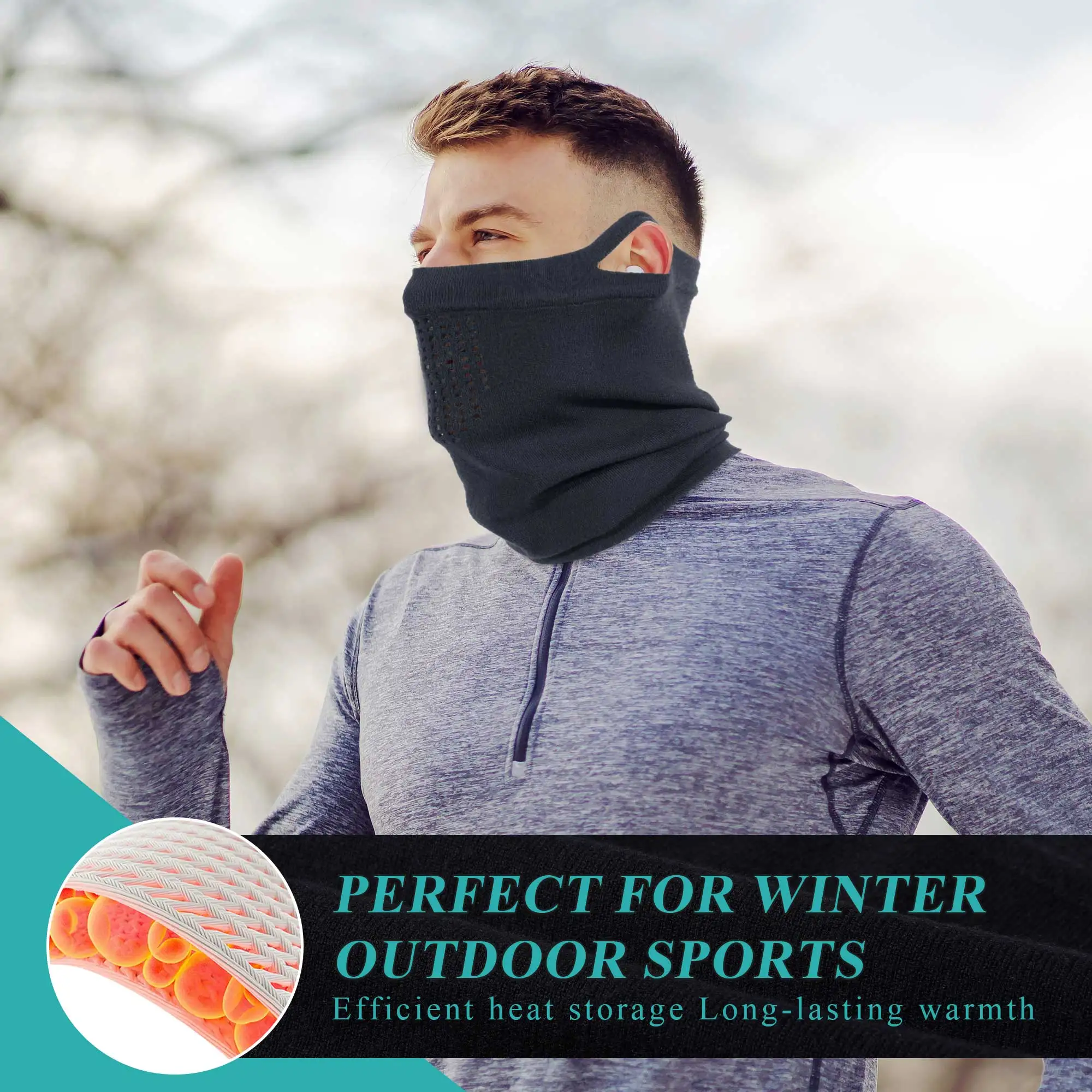 Cubierta facial para ciclismo en clima frío, máscara térmica de invierno, Bandana a prueba de viento, deportes, senderismo, esquí, moto de nieve, calentador de cuello, bufanda - imagen 5