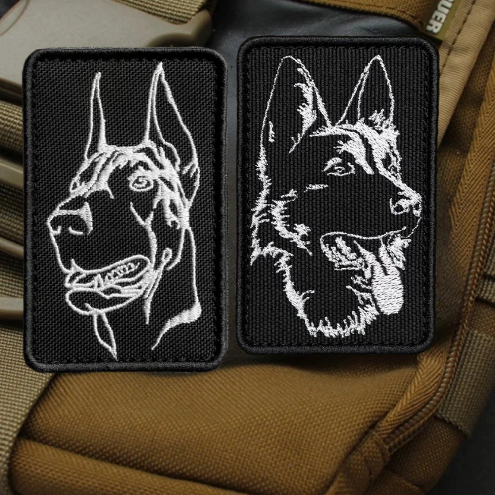 Insignia de moral de doberman perro pastor alemán K9 parche táctico sombreros militares parches de gancho y bucle bordados pegatina para mochila