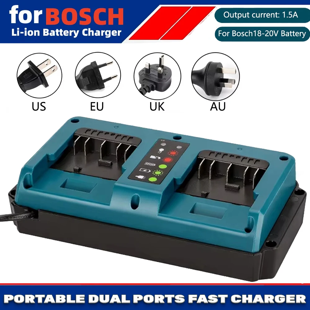 Cargador de batería para estación de carga de repuesto Bosch, adecuado para batería de iones de litio Bosch 18V BAT609 BAT609G, carga de 2 puertos