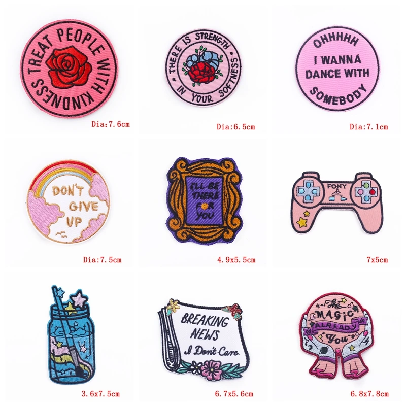 Prajna parche bordado de letras, parches termoadhesivos para ropa, apliques de chaqueta, Parche de dibujos animados, bricolaje, 10 unids/lote - imagen 2