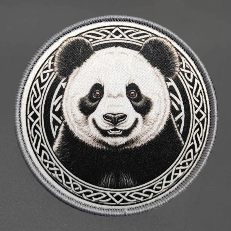 Parche con estampado redondo de Panda, chaleco táctico, sombreros con gancho y bucle, insignia de moral, mochila, pegatinas decorativas, parches para brazalete para ropa
