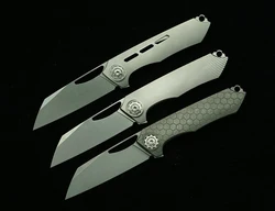 LEMIFSHE cuchillo táctico plegable – Mango titanio y rodamiento cerámico