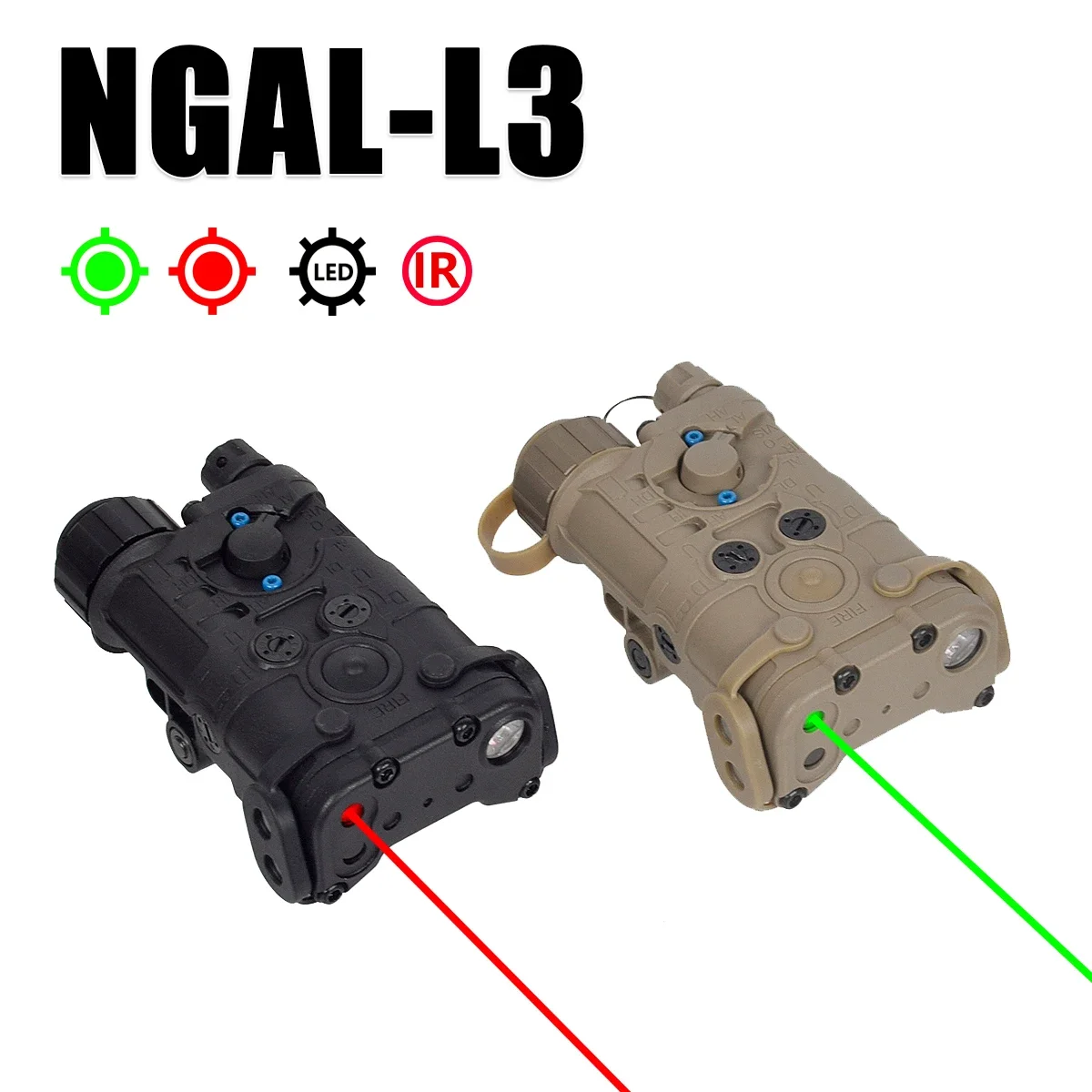 PEQ-15 de plástico de nailon NGAL DBAL-A2 MAWL, Láser de Punto Verde/rojo, indicador de versión IR, luz LED para riel de 20mm, Arma de Airsoft, explorador - imagen 5