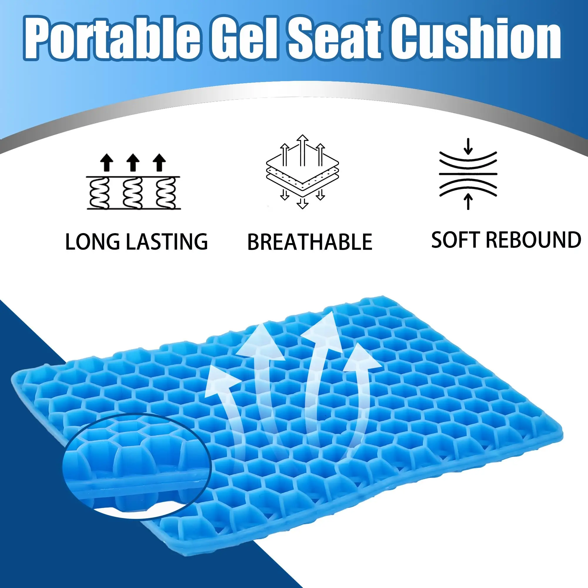 Cojín de asiento de Gel blanqueador, cojín de asiento de viaje plegable, cojines portátiles para asientos de estadio pequeño para juegos deportivos, concierto al aire libre, Camping - imagen 4