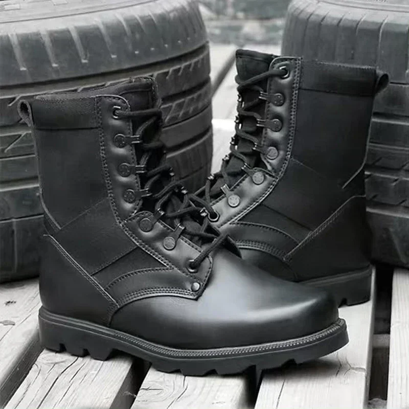 Botas tácticas para hombre, botas altas, seguridad en el trabajo, punta de acero, zapatos masculinos, botas deportivas transpirables para exteriores, zapatos de senderismo