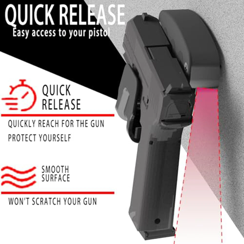 Soporte magnético para pistola, soporte magnético para pistola, soporte para pistola montado en la pared con protección de gatillo, liberación rápida, 35 libras - imagen 5