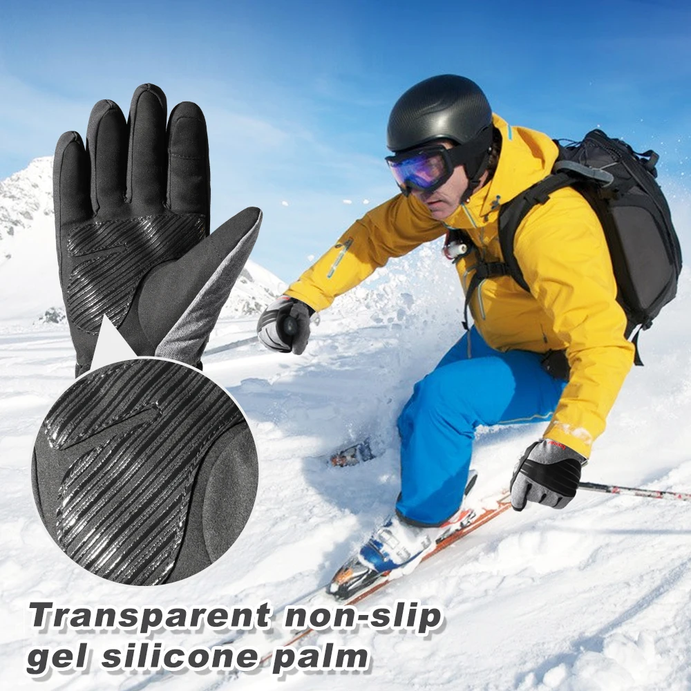 Guantes de esquí ultraligeros para hombre y mujer, manoplas deportivas cálidas de invierno, de cuero PU, antideslizantes, impermeables, para pantalla táctil, para Snowboard, de dedo completo - imagen 5