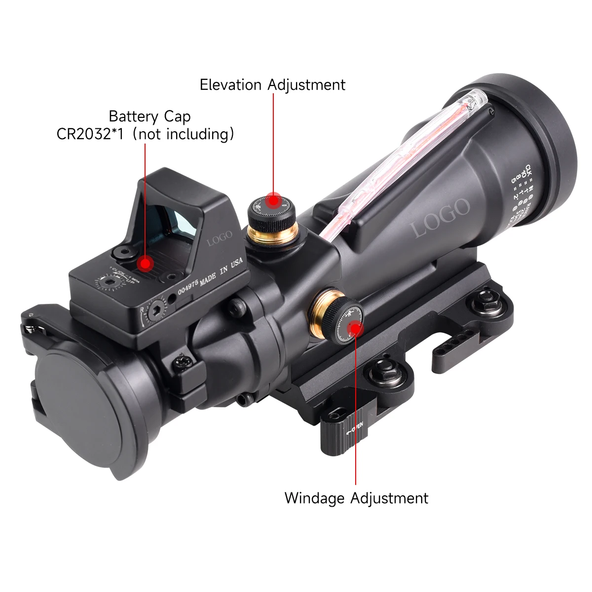 Mira telescópica de punto rojo, semicírculo/triangular, fibra de vidrio auténtica roja, óptica de grabado, caza, lupa, 1x35, 3,5x3,5/4x32, 5x35, semicírculo - imagen 3